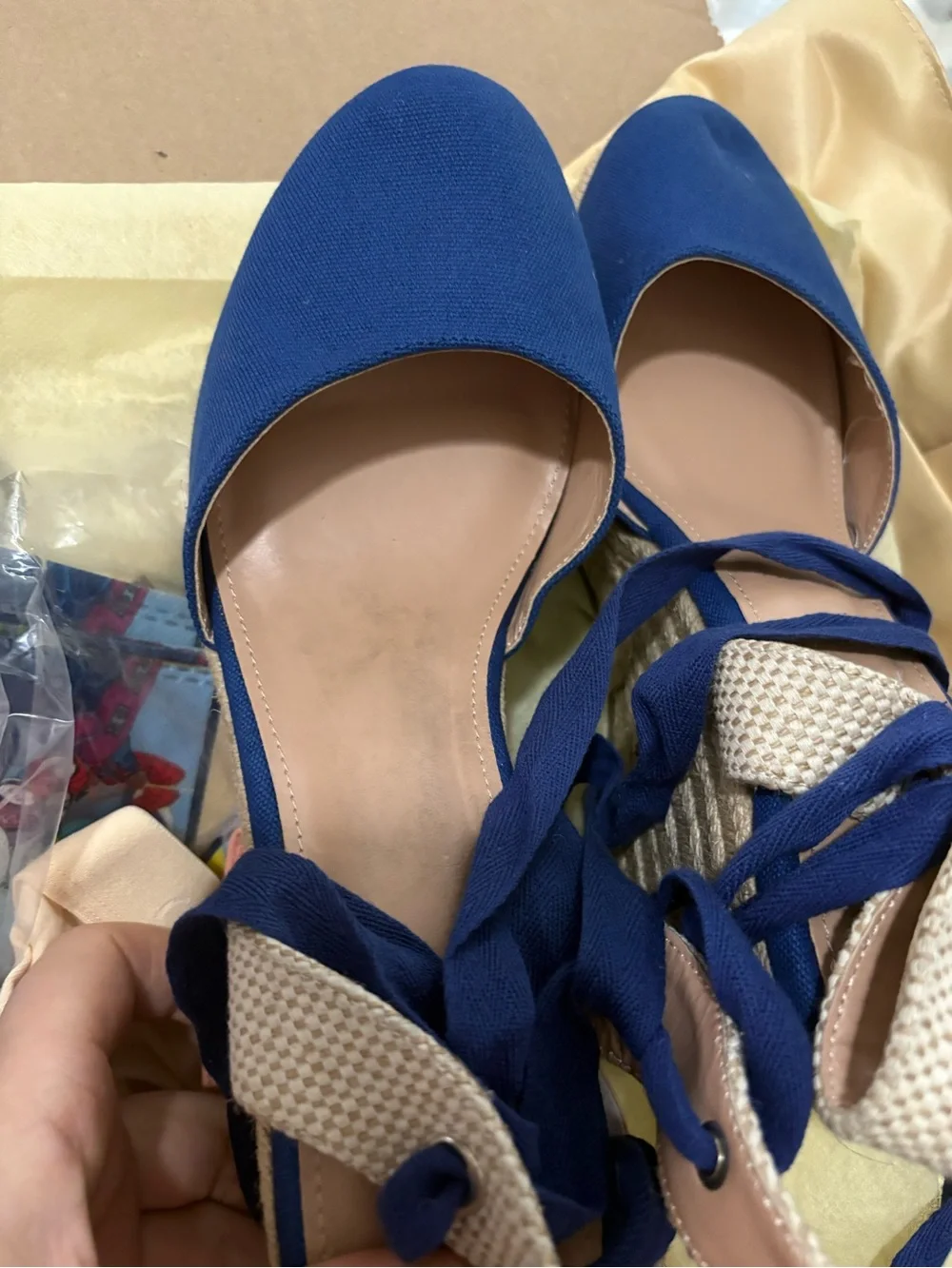 Blue Lace-Up Women's Flats